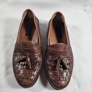 GIORGIO BRUTINI BROWN LEATHER TASSELED LOAFERS SHOES MENS SIZE 9.5